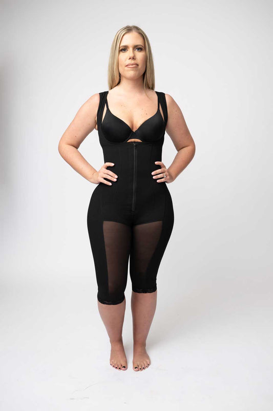 Stage 1 knee length faja for liposuction, abdominoplasty, Brazilian butt lift BBL