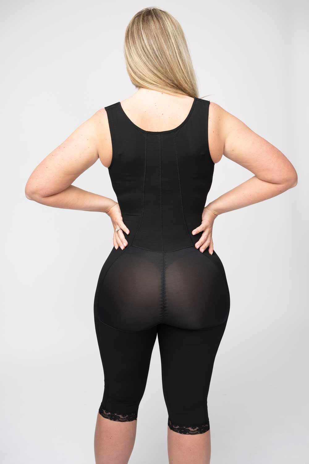 Stage 1 knee length faja mesh booty for liposuction, Brazilian butt lift BBL