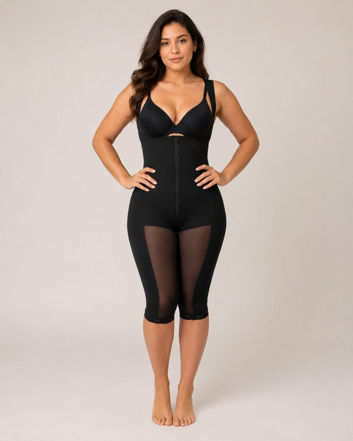 Ultra-Stretchy Stage 1 Knee-Length Faja | Medium Compression Thigh Shaper